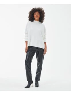 Barbour International Enfield Button Detail Knitted Jumper - Off White -Modish Muse VL0P0 SQ3 0000000013 WHITE MDo