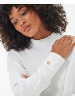 Barbour International Enfield Button Detail Knitted Jumper - Off White -Modish Muse VL0P0 SQ4 0000000013 WHITE MDd