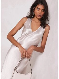 Mint Velvet Neutral Satin Maxi Slip Dress -Modish Muse VLCC7 SQ4 0000000108 BEIGE MDd