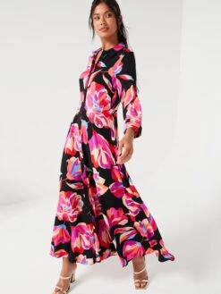Y.A.S Savanna Printed Maxi Shirt Dress - Black -Modish Muse VLIRJ SQ3 0000000004 BLACK MDo