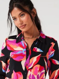 Y.A.S Savanna Printed Maxi Shirt Dress - Black -Modish Muse VLIRJ SQ5 0000000004 BLACK MDd1