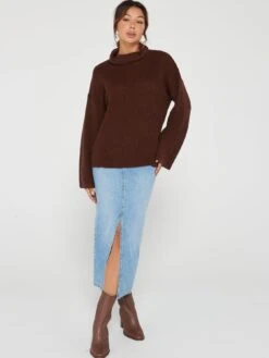 Vila Vila Vivigga Long Sleeve Roll Neck Jumper - Brown -Modish Muse VLKGM SQ3 0000000143 BROWN MDo