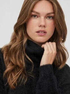 Vila Juli Rollneck Long Sleeve Knitted Jumper - Black -Modish Muse VLKH0 SQ4 0000000004 BLACK MDd
