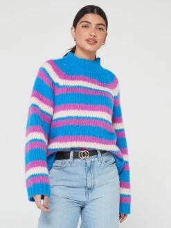 PIECES Narmanell Long Sleeve High Neck Knit - Blue