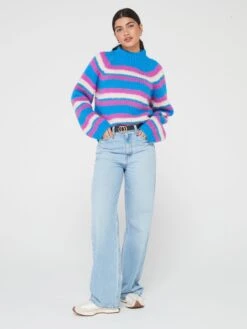 PIECES Narmanell Long Sleeve High Neck Knit - Blue -Modish Muse VLKHA SQ3 0000000020 BLUE MDo