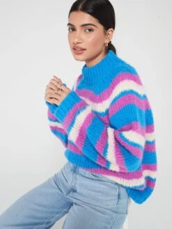 PIECES Narmanell Long Sleeve High Neck Knit - Blue -Modish Muse VLKHA SQ4 0000000020 BLUE MDd