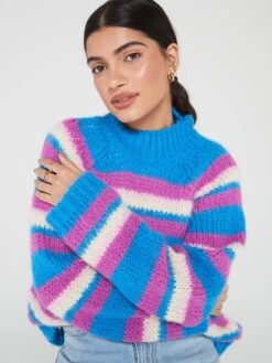 PIECES Narmanell Long Sleeve High Neck Knit - Blue -Modish Muse VLKHA SQ5 0000000020 BLUE MDd1