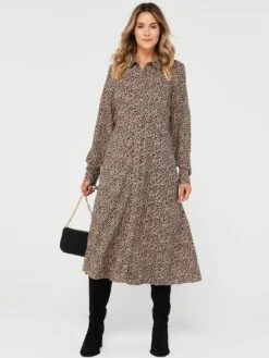 PIECES Nova Long Sleeve Midi Dress -multi -Modish Muse VLKK3 SQ3 0000000029 MULTI MDo