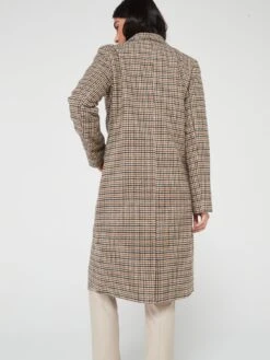 PIECES Nea Check Single Breasted Coat - Brown -Modish Muse VLKLM SQ6 0000000143 BROWN MDd2