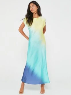 V By Very Ombre Angel Sleeve Midiaxi Dress - Multi