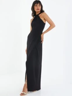 Quiz Black Cross Front Maxi Dress 10 Quiz Black Cross Front Maxi Dress -Modish Muse VLY84 SQ3 0000000004 BLACK MDo