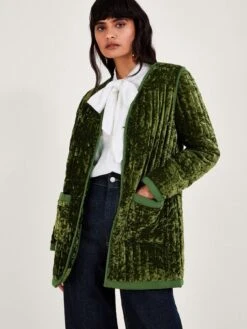 Monsoon Velvet Bed Jacket - Green
