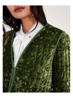 Monsoon Velvet Bed Jacket - Green -Modish Muse VM76F SQ4 0000000047 GREEN MDd