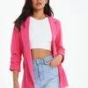 Quiz Pink Ruched Sleeve Blazer