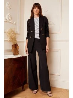 Love & Roses Military Button Wide Leg Trouser - Black -Modish Muse VM7G5 SQ3 0000000004 BLACK MDo