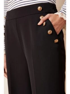 Love & Roses Military Button Wide Leg Trouser - Black -Modish Muse VM7G5 SQ4 0000000004 BLACK MDd
