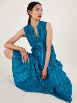 Monsoon Sidne Midi Kaftan - Blue -Modish Muse VM7HP SQ4 0000000020 BLUE MDd