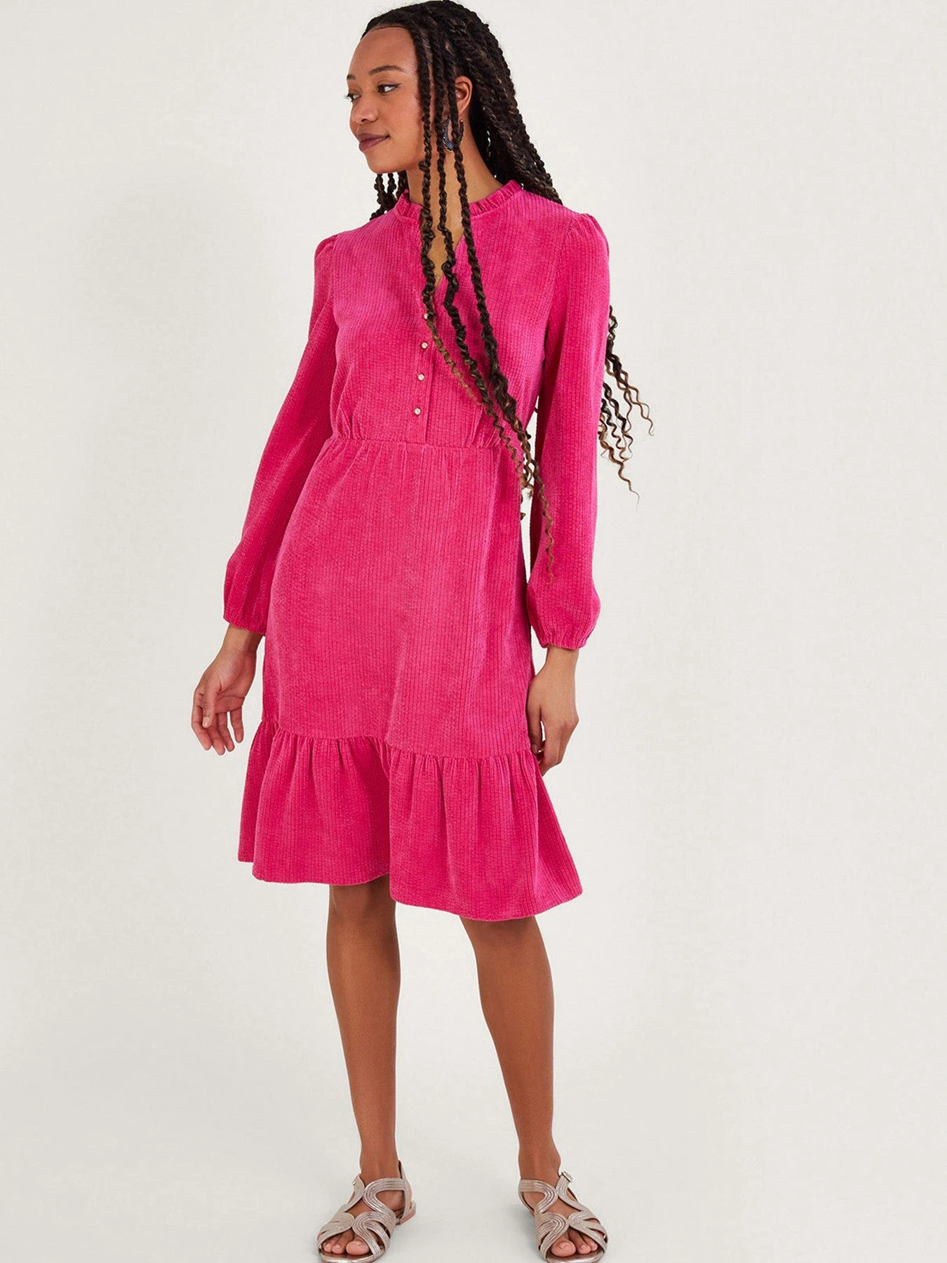 Monsoon Cord Buttoned Dress - Pink 3 Monsoon Cord Buttoned Dress - Pink