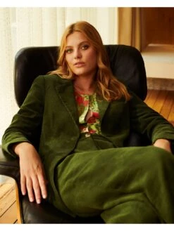 Monsoon Cord Wide Leg Suit Trousers - Green -Modish Muse VM7KJ SQ6 0000000047 GREEN MDd2