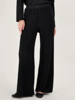 Monsoon Peta Plisse Trouser - Black