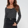 V By Very Sweetheart Neck Wave Knitted Top