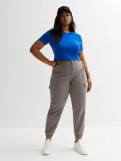 New Look Dark Grey Cotton Cuffed Cargo Trousers -Modish Muse VM9EQ SQ5 0000000070 DARK GREY MDd1