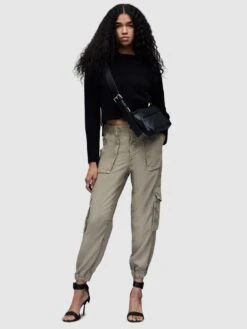 AllSaints Frieda Tencel Trousers - Washed Olive Green