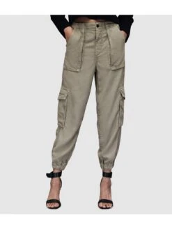 AllSaints Frieda Tencel Trousers - Washed Olive Green -Modish Muse VM9TV SQ5 0000000047 GREEN SLd