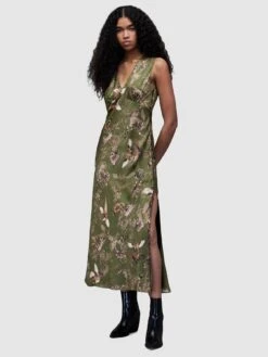 AllSaints Karla Peggy Dress - Khaki Green
