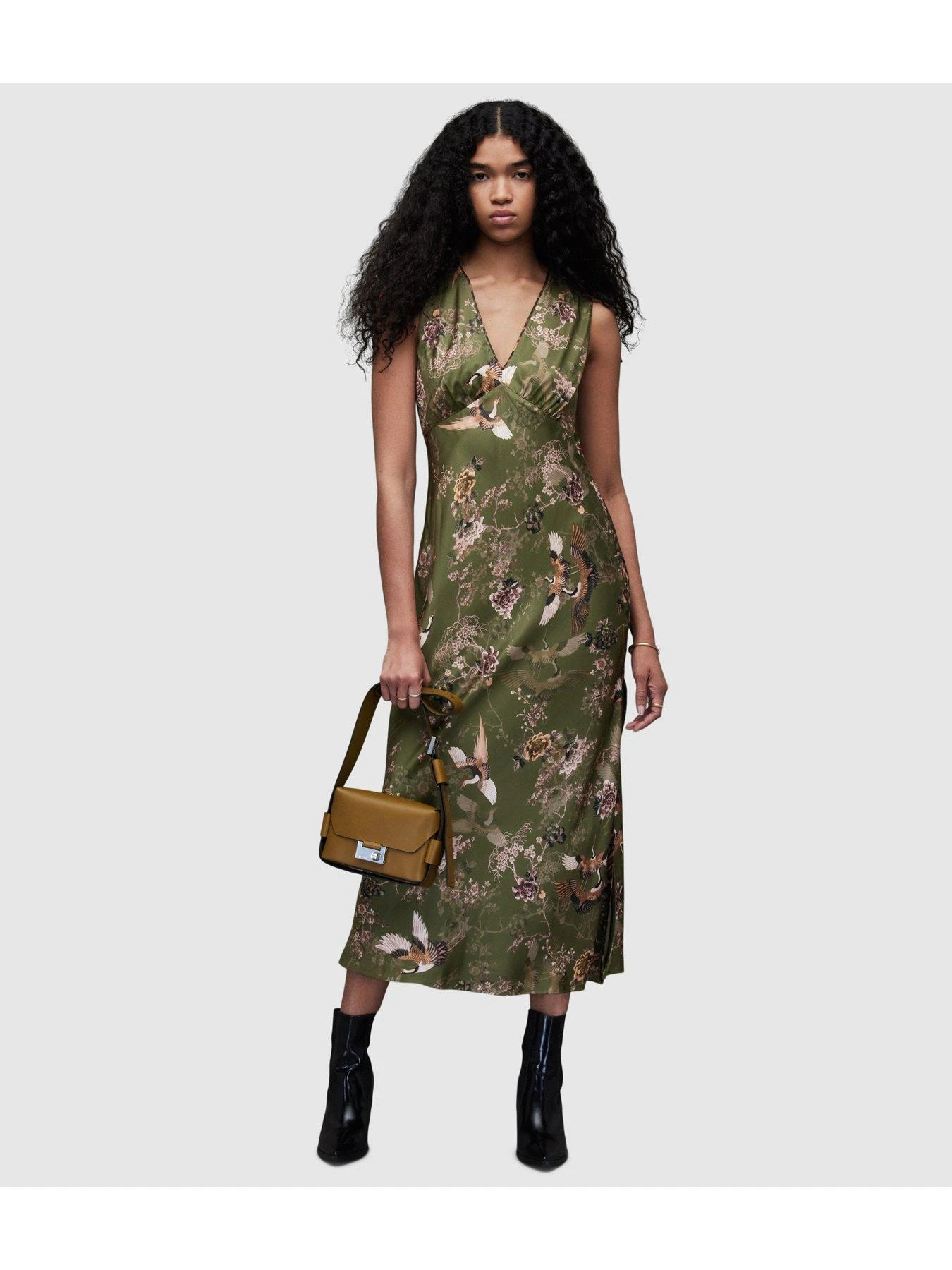 AllSaints Karla Peggy Dress - Khaki Green 4 AllSaints Karla Peggy Dress - Khaki Green - Image 2