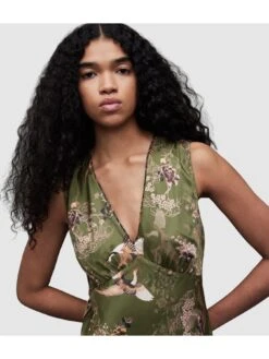 AllSaints Karla Peggy Dress - Khaki Green 13 AllSaints Karla Peggy Dress - Khaki Green -Modish Muse VM9UL SQ6 0000000047 GREEN SLd1