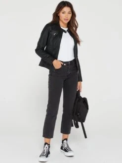 Only Bandit Faux Leather Biker Jacket - Black -Modish Muse VMD7Z SQ3 0000000004 BLACK MDo