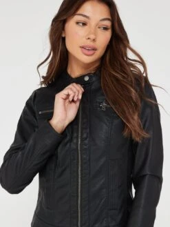 Only Bandit Faux Leather Biker Jacket - Black -Modish Muse VMD7Z SQ4 0000000004 BLACK MDd