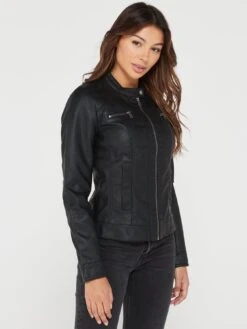 Only Bandit Faux Leather Biker Jacket - Black -Modish Muse VMD7Z SQ5 0000000004 BLACK MDd1