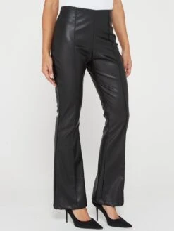 Only Idina High Waist Faux Leather Flare Pant - Black