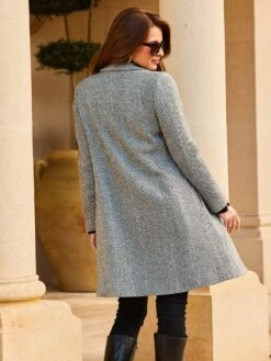 Sosandar Sosandar Black And White Herringbone Wool Mix Coat -Modish Muse VMKJC SQ5 0000000004 BLACK MDd1