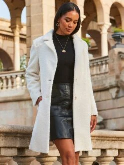 Sosandar Sosandar Db Formal Borg Coat -Modish Muse VMKJF SQ5 0000000067 CREAM MDd1