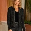 Sosandar Sosandar Black & Gold Metallic Knit Cardigan With Luxe Chain Detail -Modish Muse VMKLD SQ1 0000000004 BLACK MDf