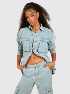 Boohoo Oversized Denim Shacket - Blue -Modish Muse VMYZV SQ3 0000000020 BLUE MDo