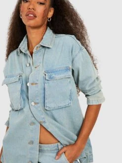 Boohoo Oversized Denim Shacket - Blue -Modish Muse VMYZV SQ4 0000000020 BLUE MDd