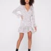 V By Very Long Sleeve Frill Spot Mini Dress -Modish Muse VN3BK SQ1 0000000067 CREAM MDf