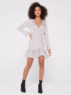 V By Very Long Sleeve Frill Spot Mini Dress