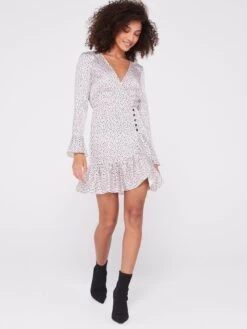 V By Very Long Sleeve Frill Spot Mini Dress -Modish Muse VN3BK SQ3 0000000067 CREAM MDo