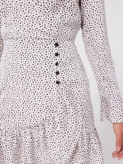 V By Very Long Sleeve Frill Spot Mini Dress -Modish Muse VN3BK SQ4 0000000067 CREAM MDd