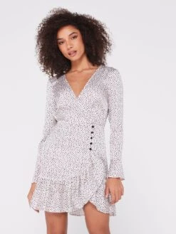 V By Very Long Sleeve Frill Spot Mini Dress -Modish Muse VN3BK SQ5 0000000067 CREAM MDd1