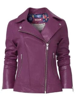 Joe Browns Classic Leather Biker Jacket - Purple -Modish Muse VNE5X SQ3 0000000039 PURPLE MDo