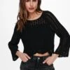 Only Nola 3/4 Pullover Knitted Top - Black -Modish Muse VNE6V SQ1 0000000004 BLACK MDf