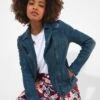 Joe Browns Joe's Favourite Leather Biker Jacket - Blue -Modish Muse VNE83 SQ1 0000000020 BLUE MDf