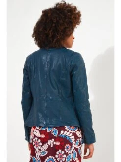 Joe Browns Joe's Favourite Leather Biker Jacket - Blue -Modish Muse VNE83 SQ2 0000000020 BLUE MDb