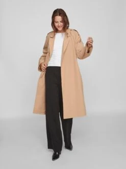 Vila Videssa Long Trench Coat - Brown